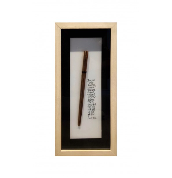 Chopsticks with meaningful life quotes frame (Two are better than one....)
